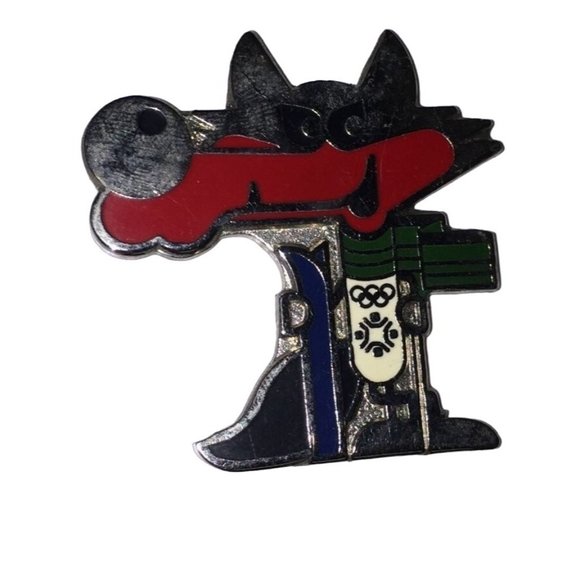 Olympic Sarajevo Vucko wolf mascot 1984 Vintage Pin (Pin has broke off) - Picture 1 of 2